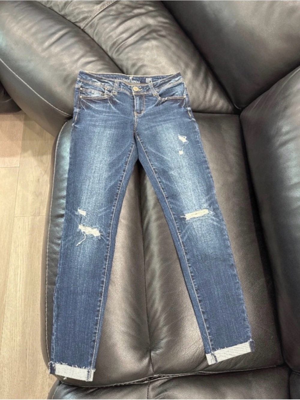 Almost Famous Medium Wash Distressed Skinny Jeans